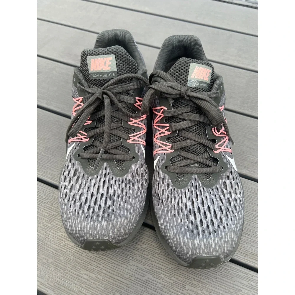 Nike Zoom Winflo 5 Running Shoes Grey Black Pink Women's 7